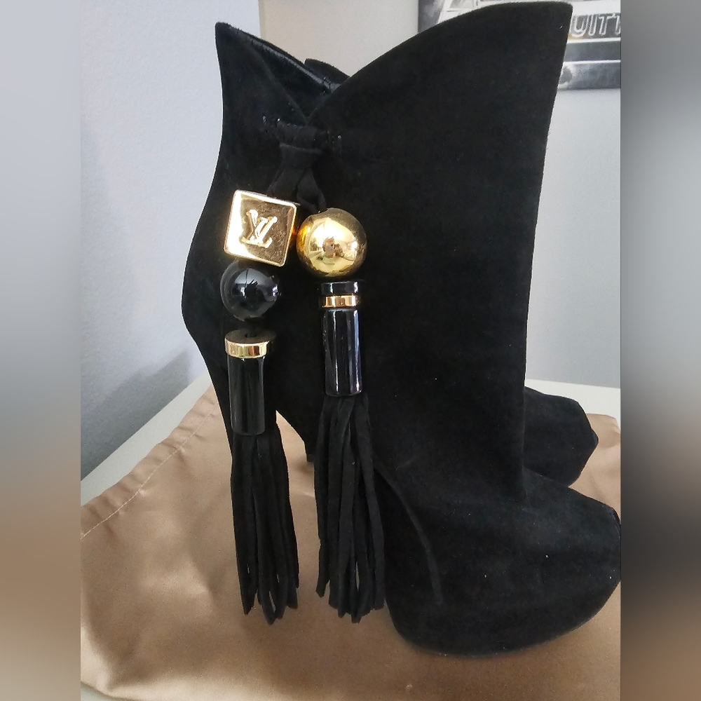 Louis Vuitton black chamois boots